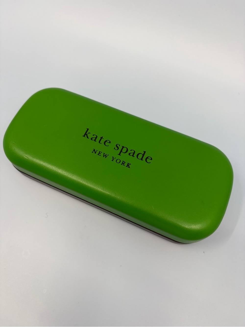 Kate Spade NY Hard Eyeglass Case Green Black Clamshell So Happy To See You